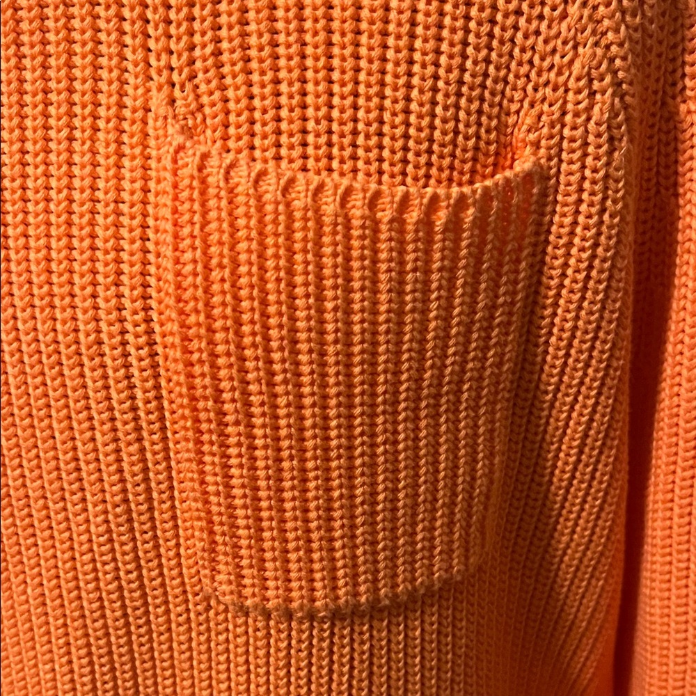 Talbots Vibrant Orange 100% Pima Cotton Crew Neck Knit Sweater | Size XL - Picture 5 of 13